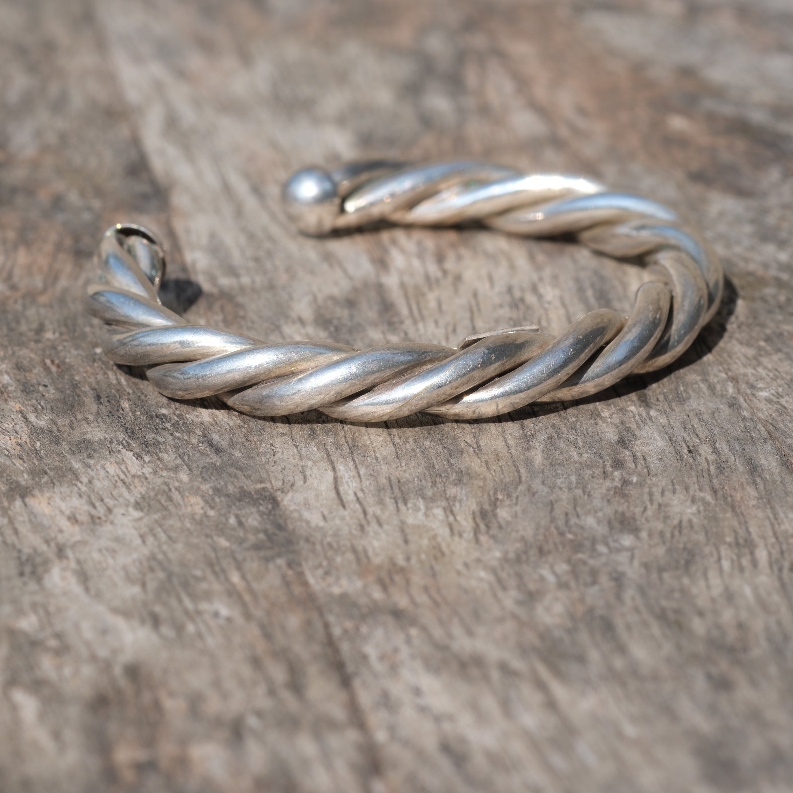 Vintage Sterling Silver Heavy Twisted Rope Cuff