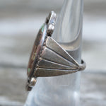 Vintage Sterling Turquoise Ribbed Band Ring 6
