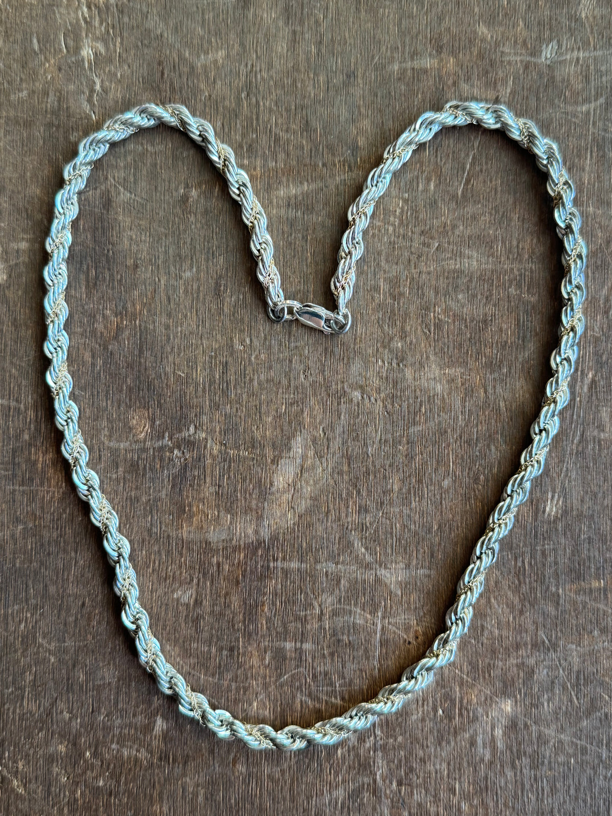 Vintage Sterling Silver & Brass Chain 18” Rope Chain