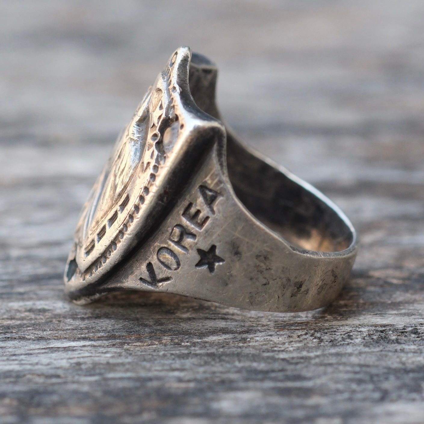 Vintage Sterling Lucky Horseshoe WWII Ring 7.5
