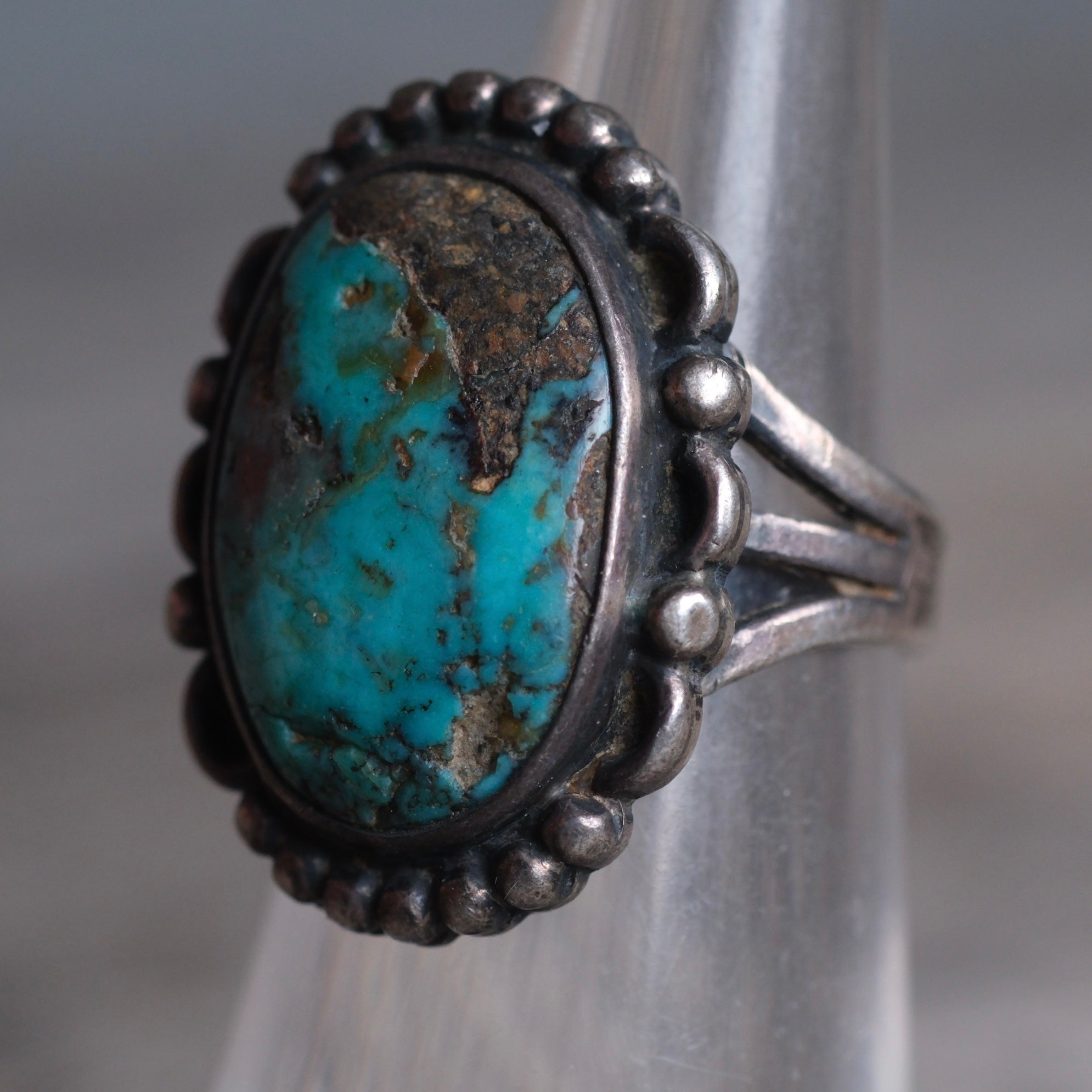 Vintage Sterling Turquoise Ring 4.75