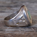 Vintage Sterling Abalone Thunderbird Ring 11.5