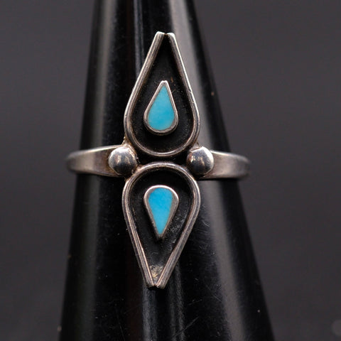 Vintage Sterling Turquoise Ring 5.5