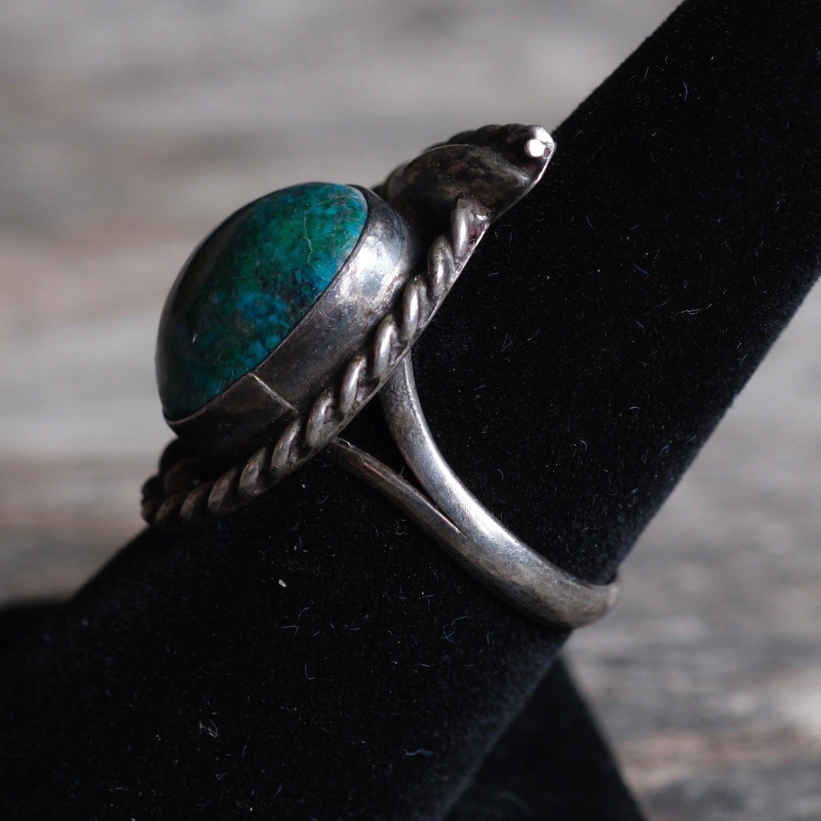 Vintage Sterling Chrysocolla Roper Ring 7.5