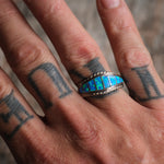 Vintage Sterling Opalite Inlay Band 10.75