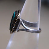 Vintage Sterling Turquoise Roper Ring 5.5