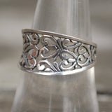 Vintage Sterling Floral Ring 7.75
