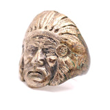 Vintage Sterling Silver Big Chief Ring 7.5
