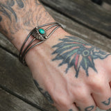 Vintage Sterling Turquoise Feather Cuff