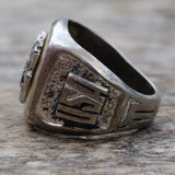 Vintage Sterling USN Abalone Signet Ring 10