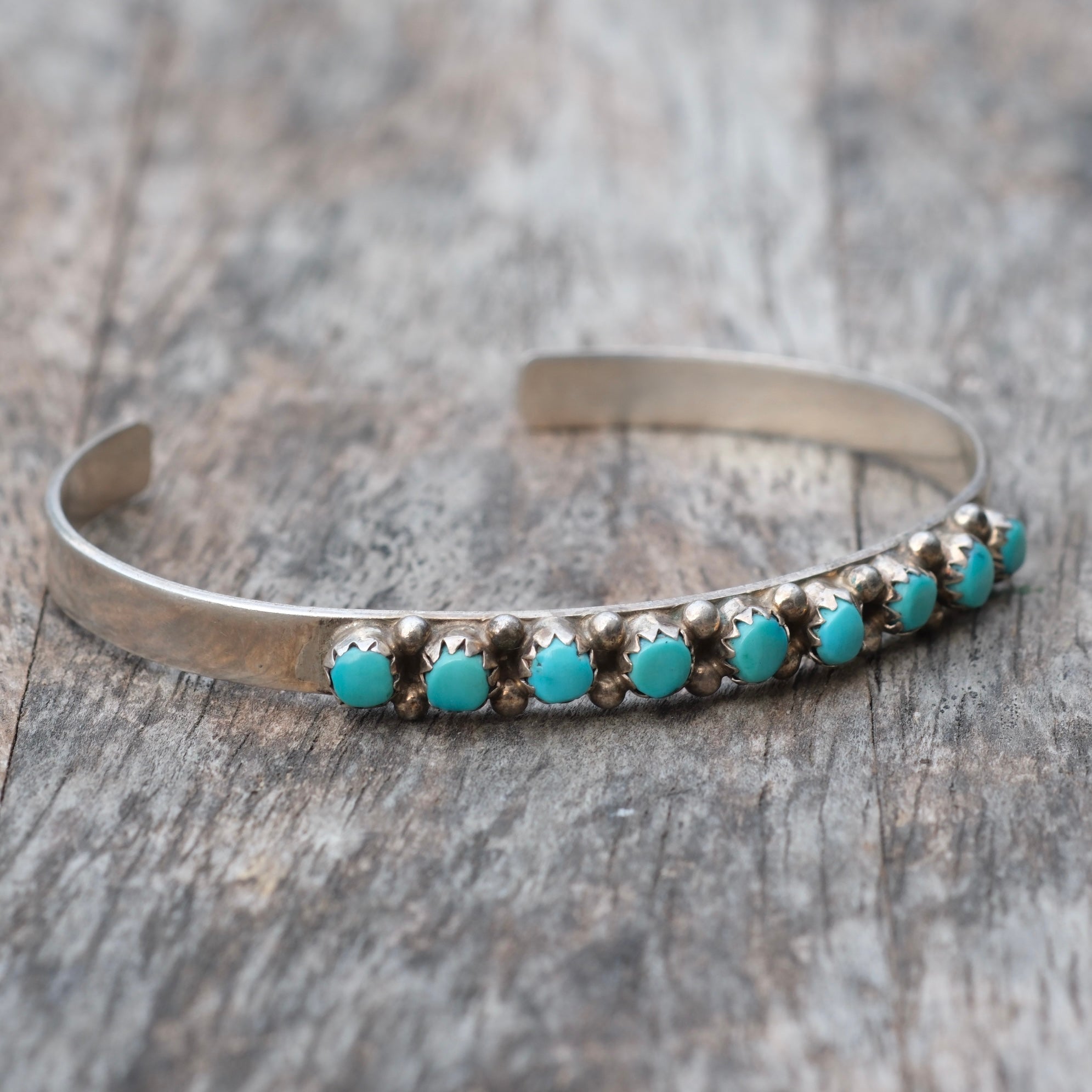 Vintage Sterling Snake Eye Turquoise Cuff Bracelet