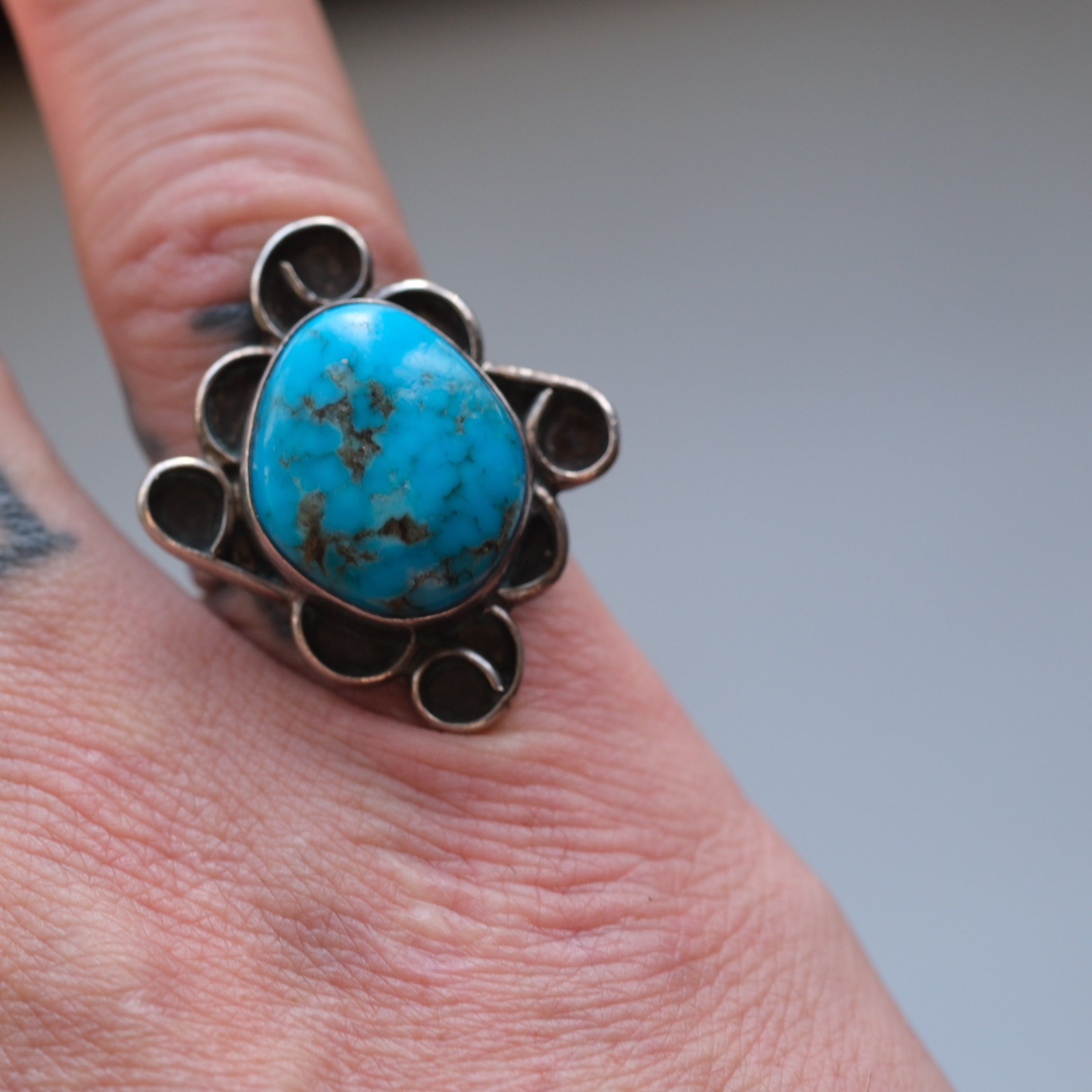 Vintage Sterling Turquoise Ring 6.25