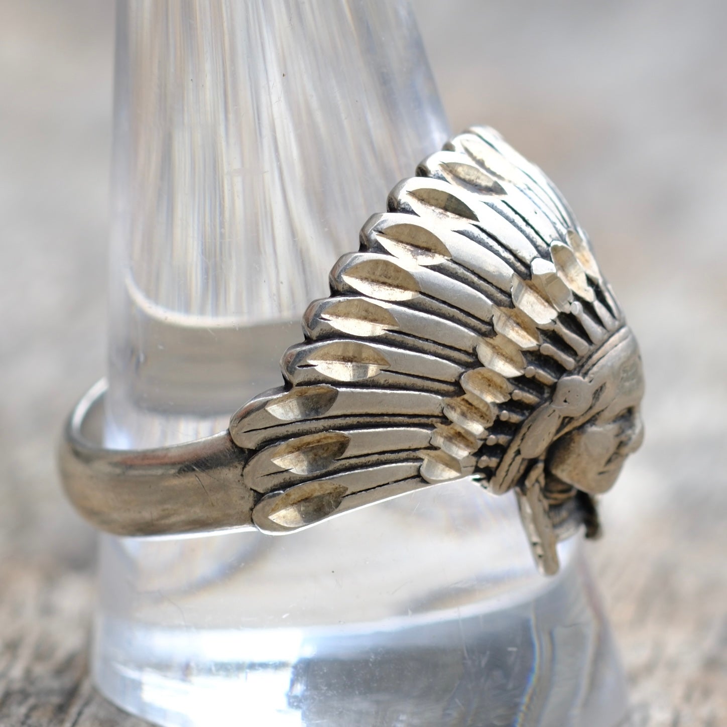 Vintage Sterling Silver Big Chief Ring 11.75