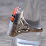 Vintage Sterling Zuni Sunface Inlay Ring 11