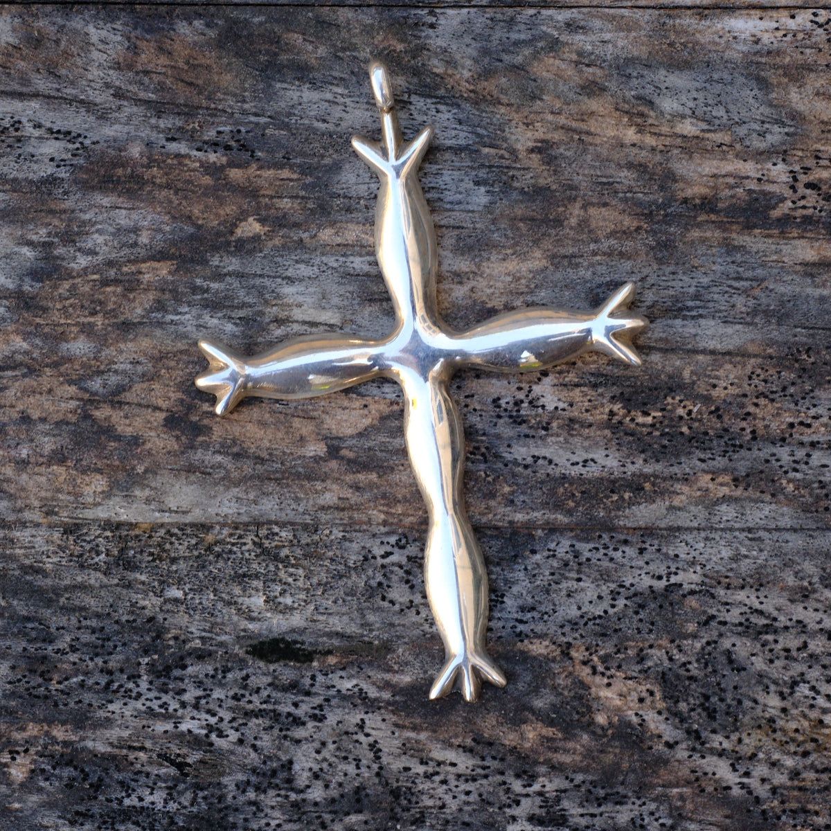 Vintage Sterling Silver Sand Cast Cross Pendant