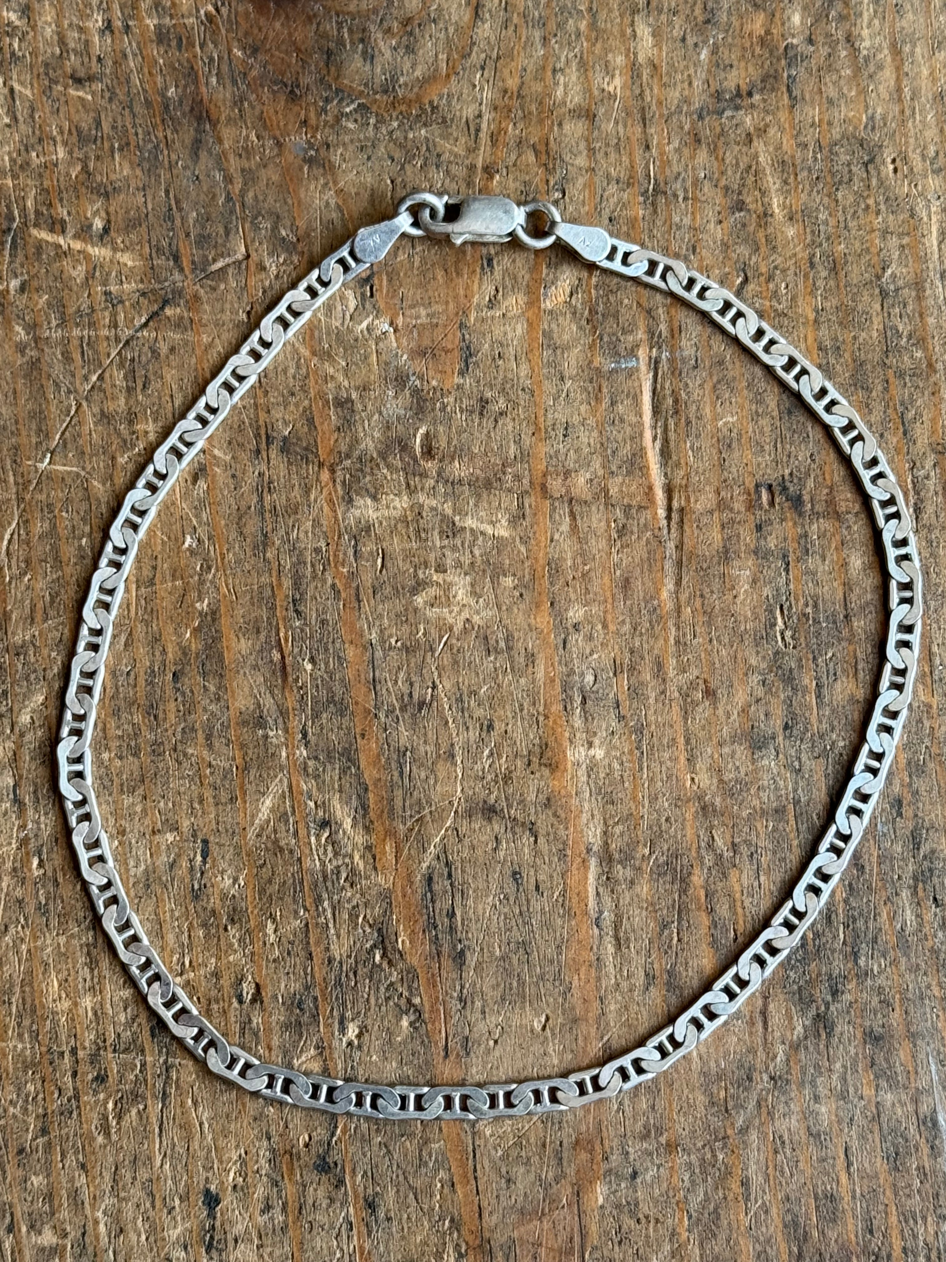 Vintage Sterling Silver 9.25” Mariner Link Chain Bracelet