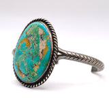 Vintage Sterling Turquoise Roper Cuff Bracelet 6"