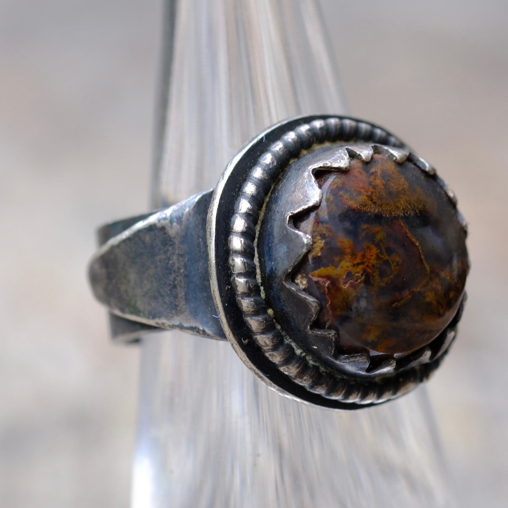 Vintage Sterling Jasper Ring 5.5
