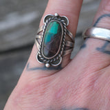 Vintage Sterling Turquoise Roper Ring 6.5