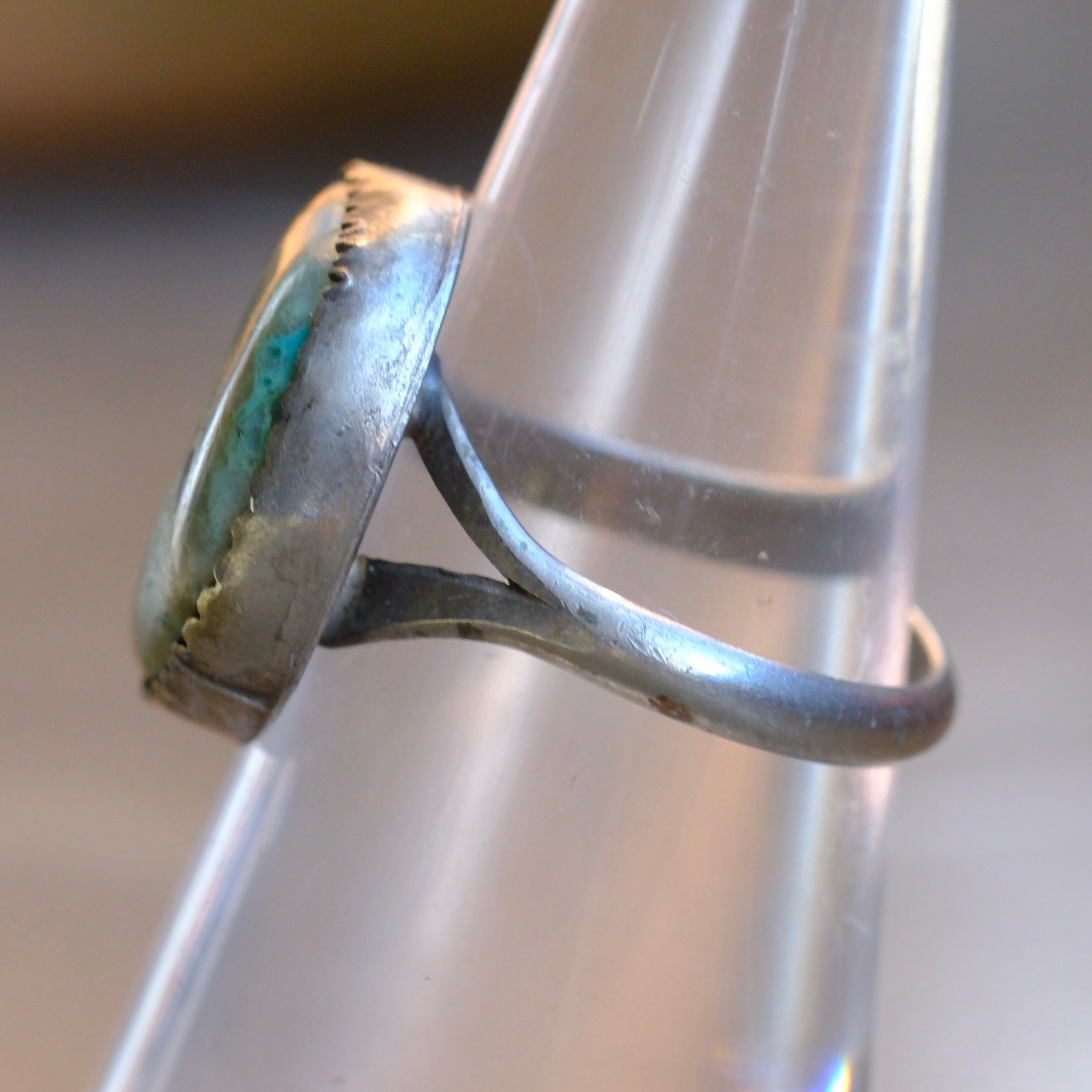 Vintage Sterling Turquoise Ring 6.75
