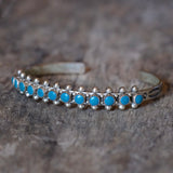 Vintage Sterling Snake Eye Turquoise Cuff Bracelet 6.25"