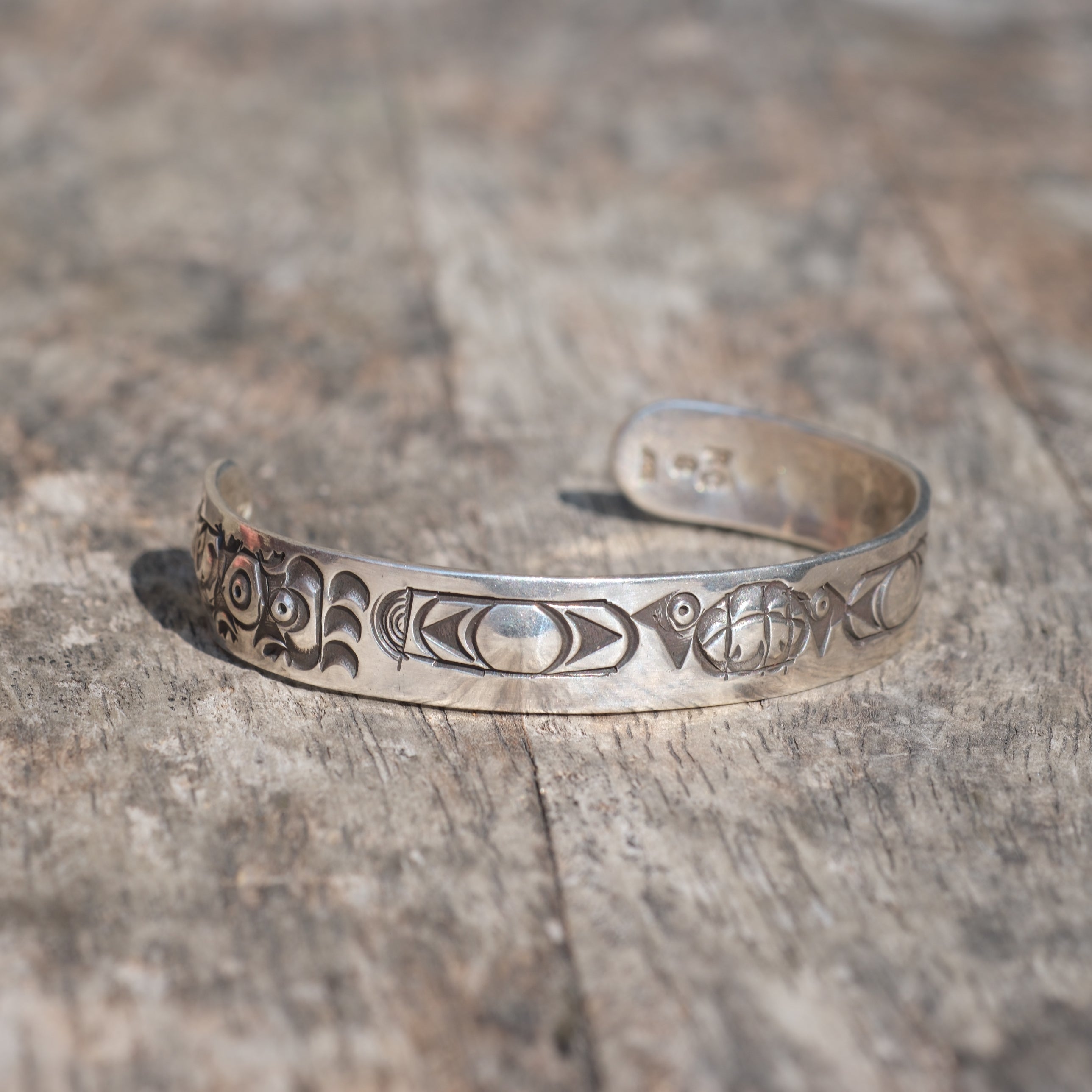 Vintage Sterling Silver Bird Stamped Cuff