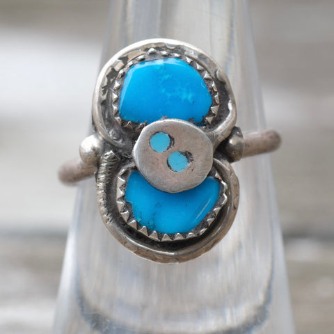 Vintage Sterling Effie Turquoise Snake Ring 5.75