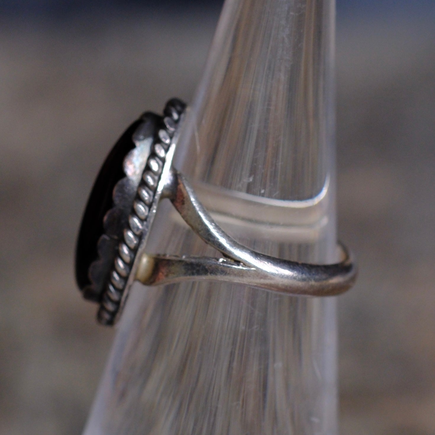 Vintage Sterling Onyx Roper Ring 3.25