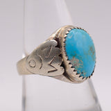 Vintage Sterling Turquoise Stamped Band Ring 9