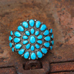 Incredible Vintage Sterling Turquoise Cluster Cuff
