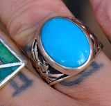 Vintage Sterling Turquoise Thunderbird Ring 8.5
