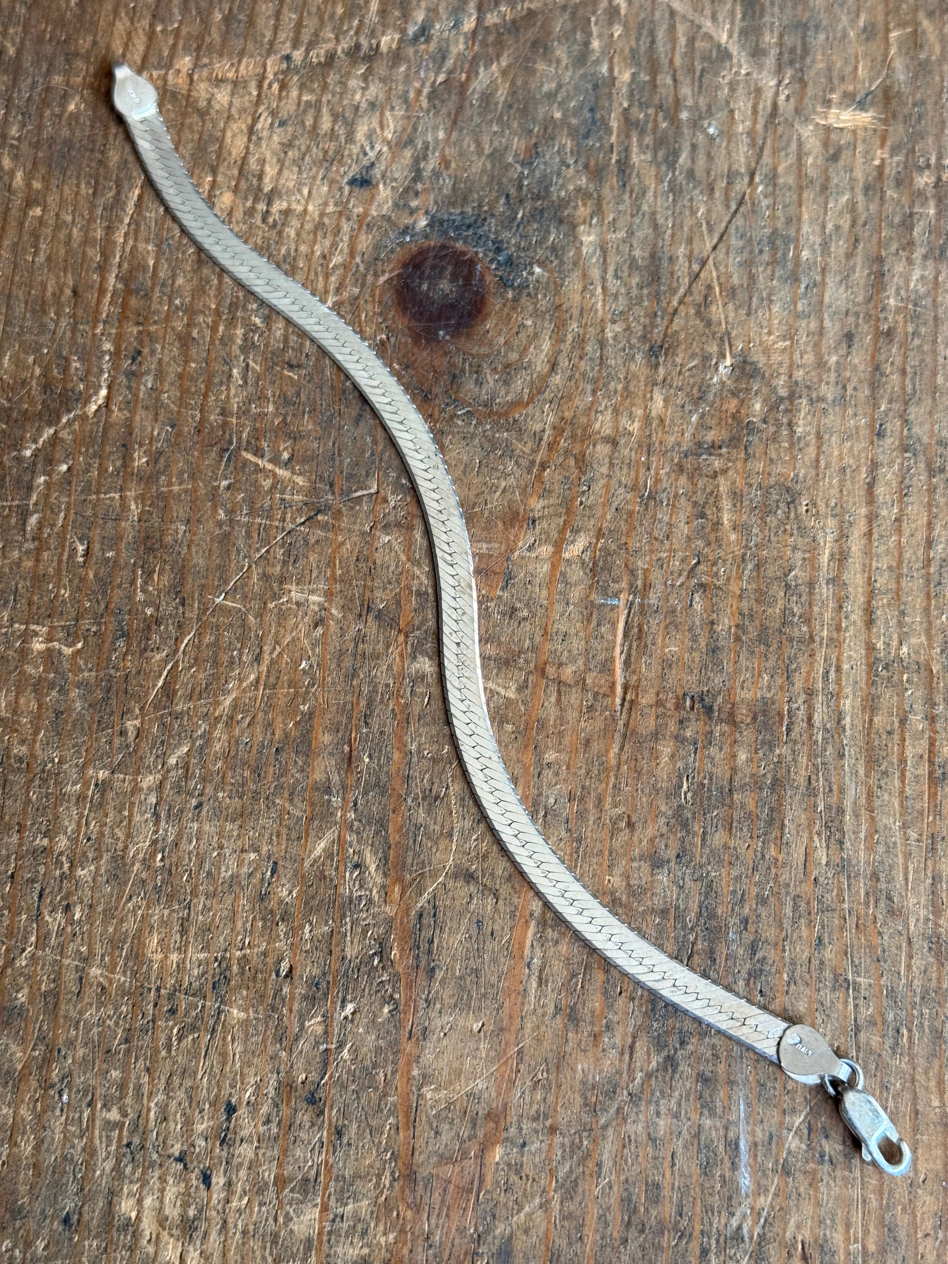 Vintage Sterling Silver 7.5” Herringbone Chain Bracelet