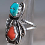 Vintage Sterling Turquoise and Coral Ring 6