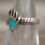 Vintage Sterling Turquoise Bear Paw Ring 5.25