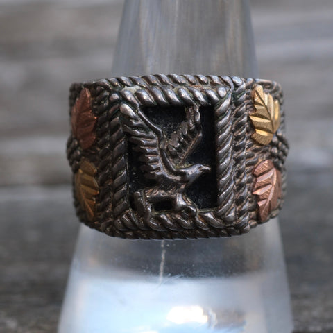 Vintage Sterling and Gold Eagle Ring 9.5