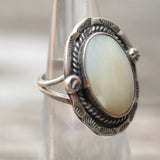 Vintage Sterling Mother Of Pearl Roper Ring 5