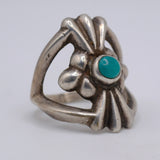 Vintage Sterling Silver Sandcast Turquoise Ring 7.5