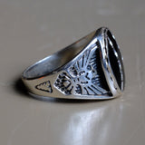 Vintage Sterling Onyx Thunderbird Ring 11.75