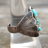 Vintage Sterling Turquoise Ribbed Band Ring 9.25