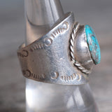 Vintage Sterling Turquoise Cigar Band Ring 9