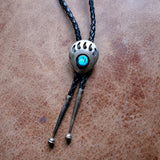 Vintage Sterling Turquoise Bear Paw Bolo Tie
