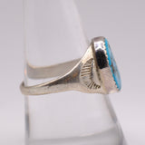 Vintage Sterling Turquoise Stamped Band Ring 9.25