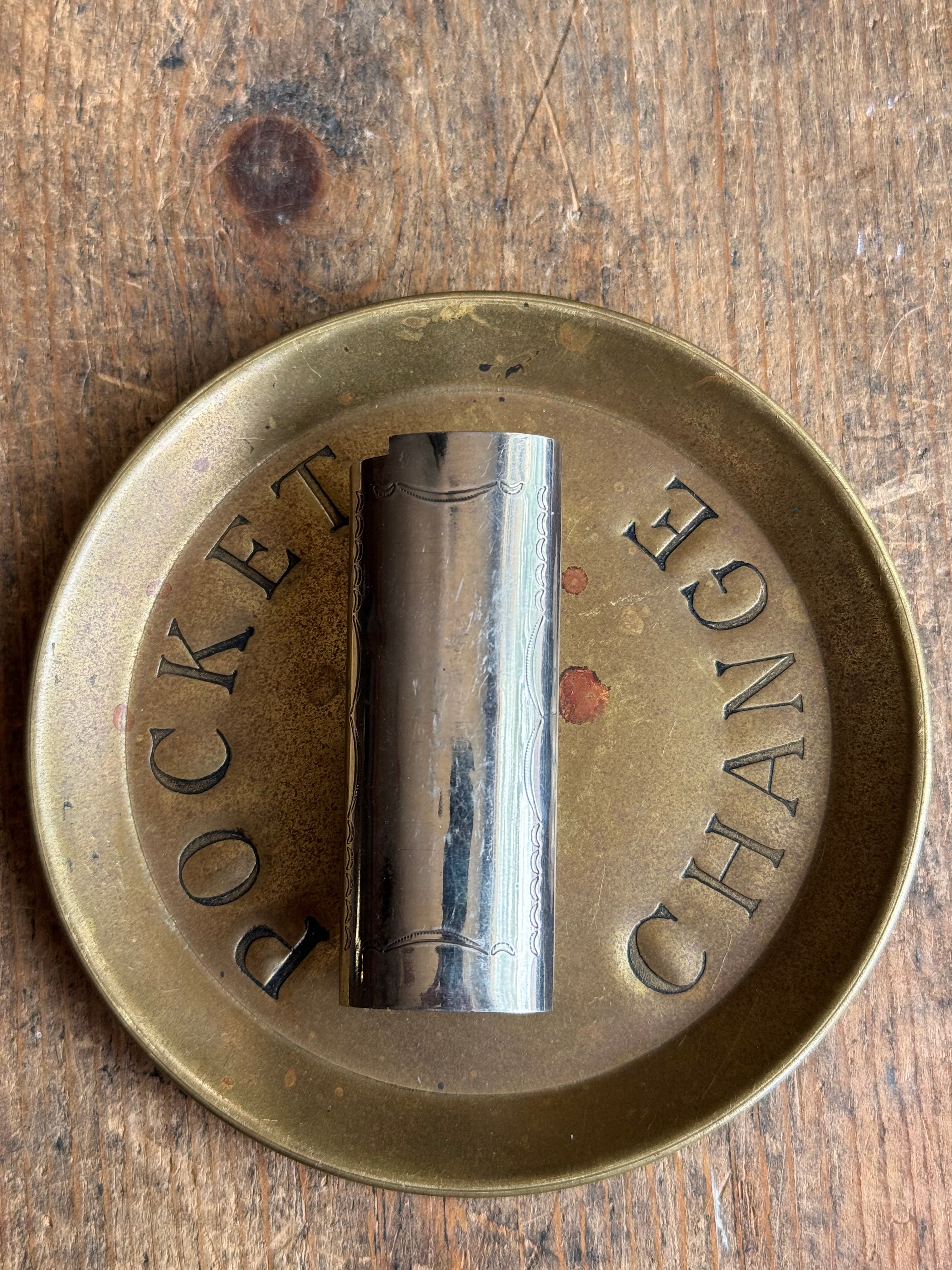 Vintage Stamped Nickel & Sterling Silver Turquoise Lighter Case