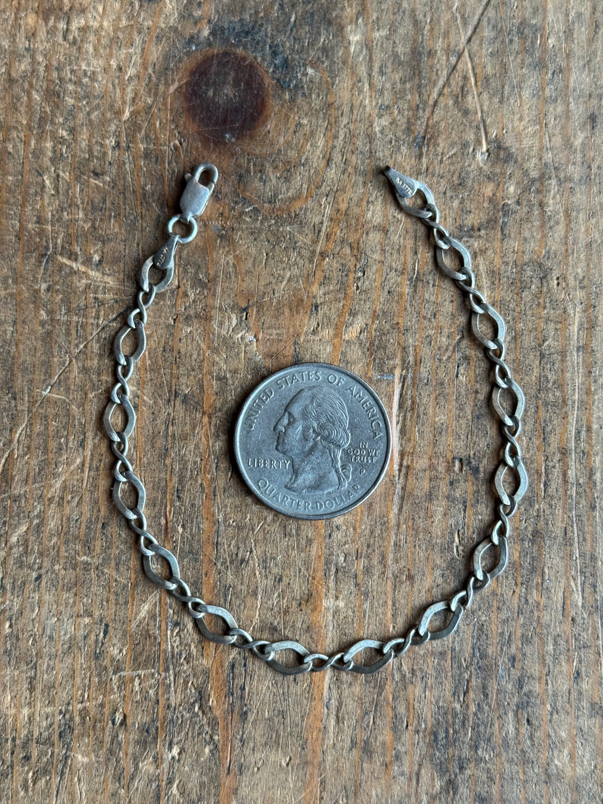 Vintage Sterling Silver Infinity Link Chain Bracelet