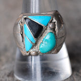 Vintage Sterling Zuni Inlay Ring 9.75