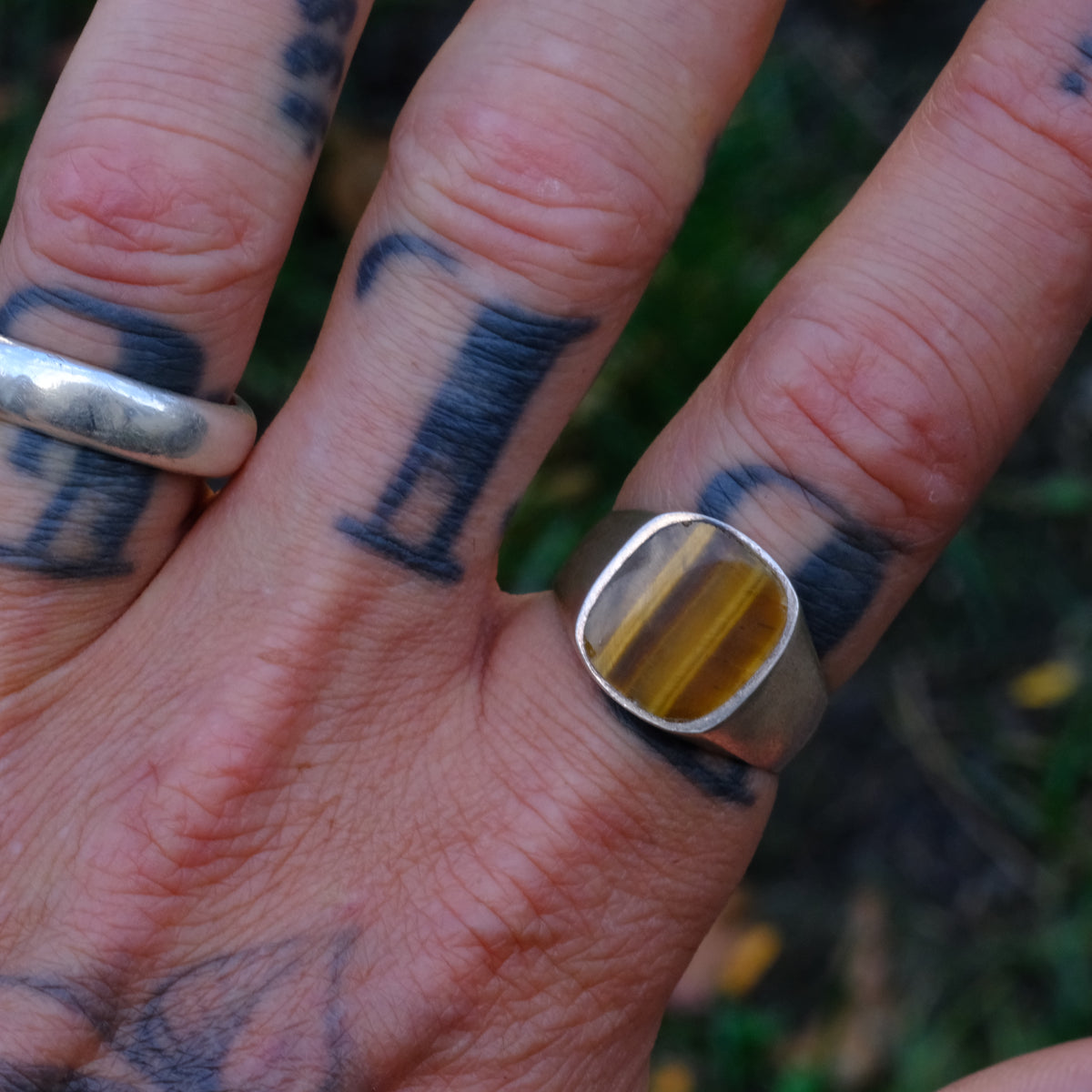 Vintage Sterling Tigers Eye Signet Ring 10.25