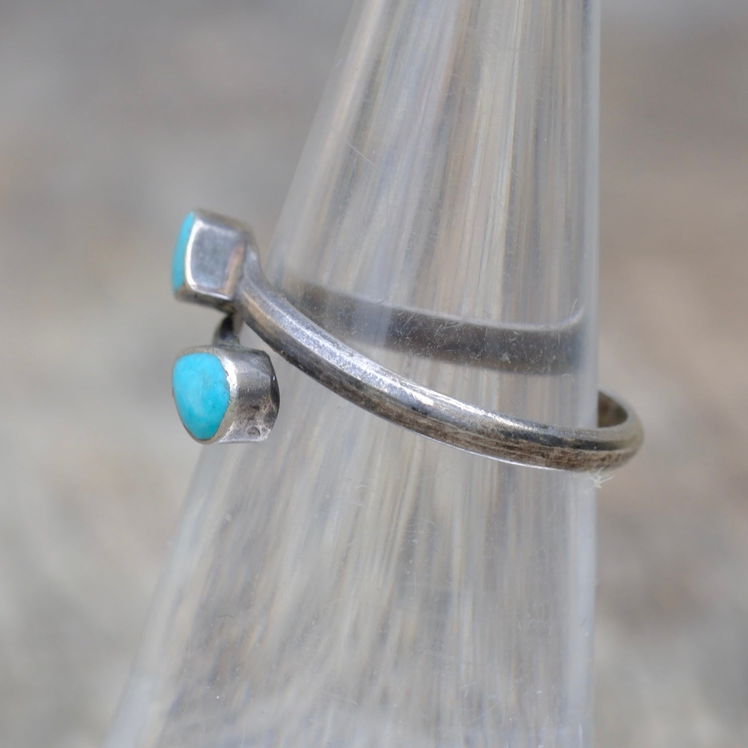 Vintage Sterling Turquoise Overpass Ring 5