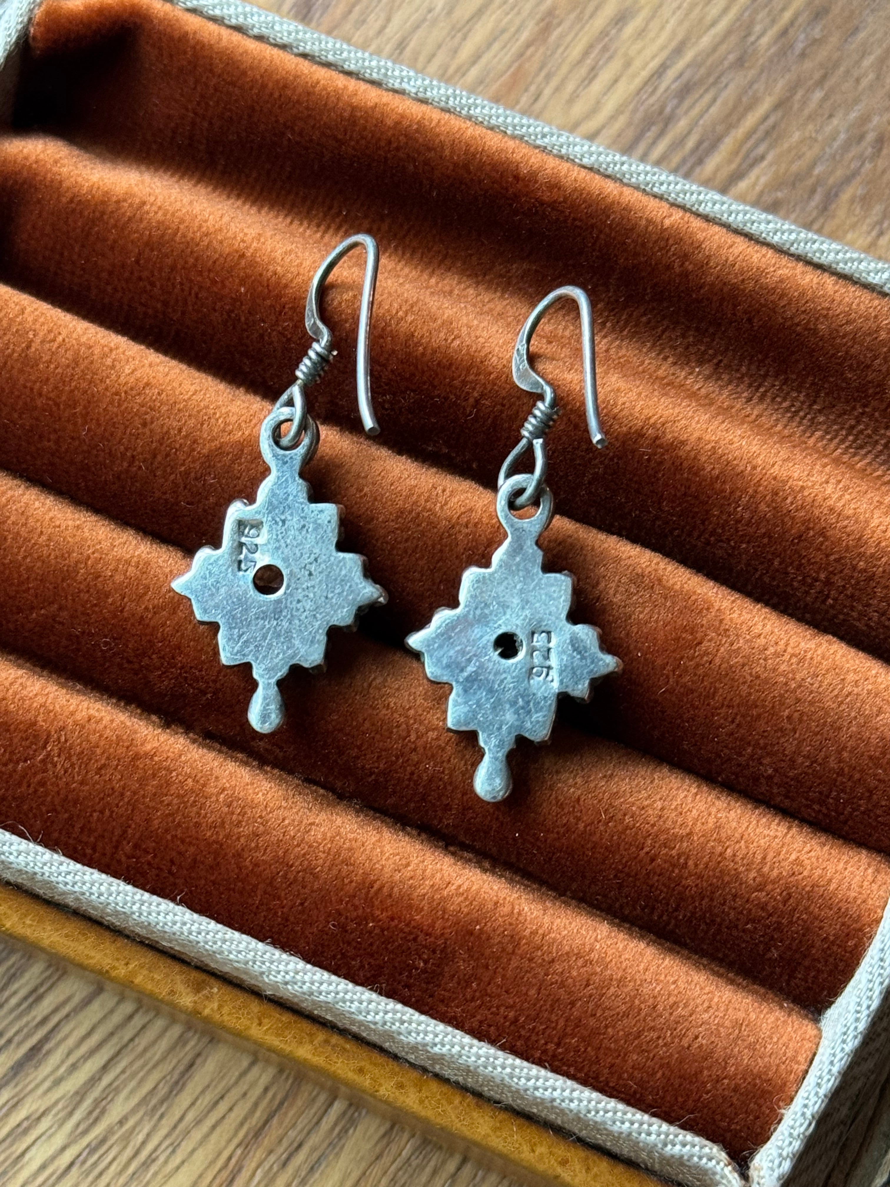 Vintage Sterling Silver Citrine Beaded Earrings