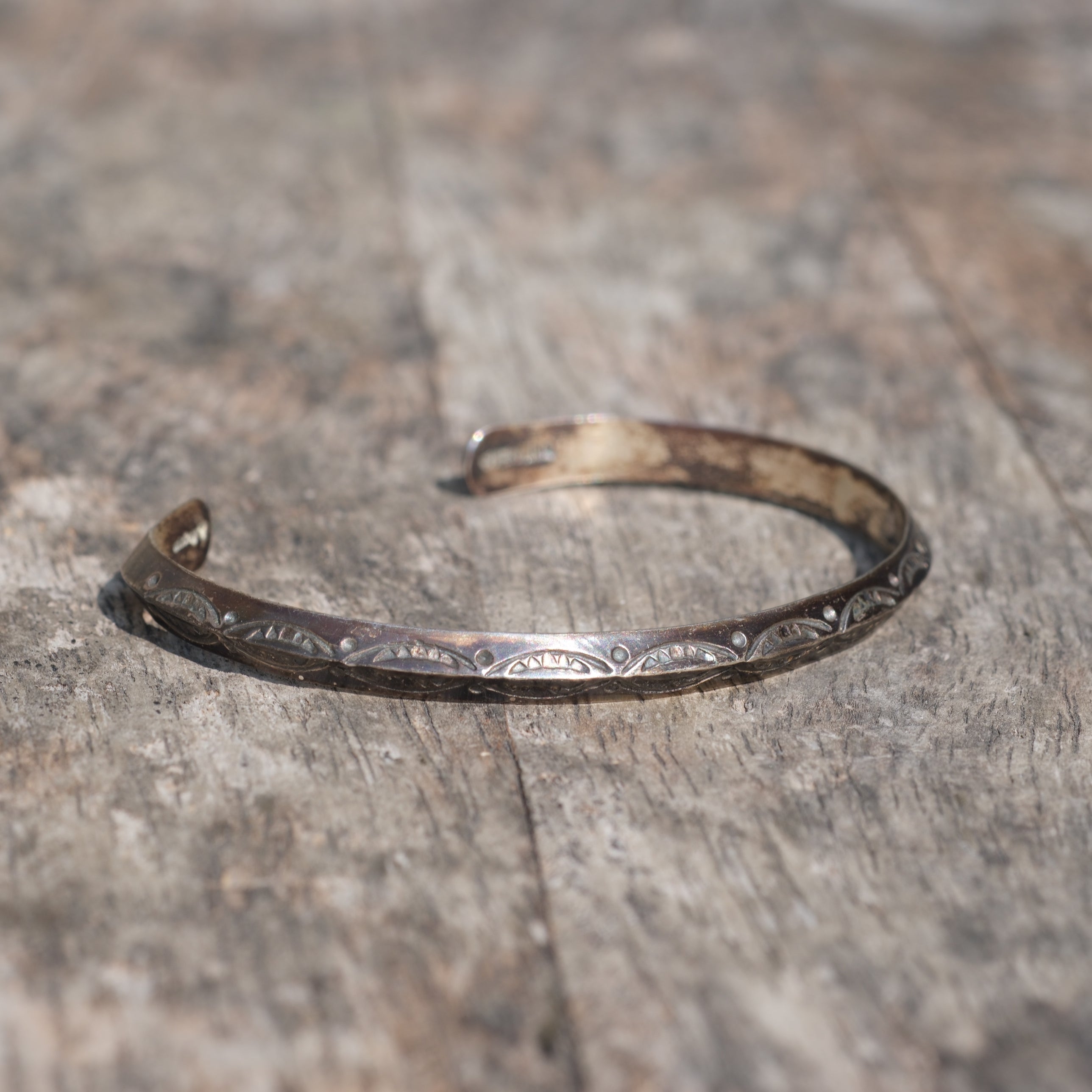 Vintage Sterling Silver Stamped Triangle Cuff
