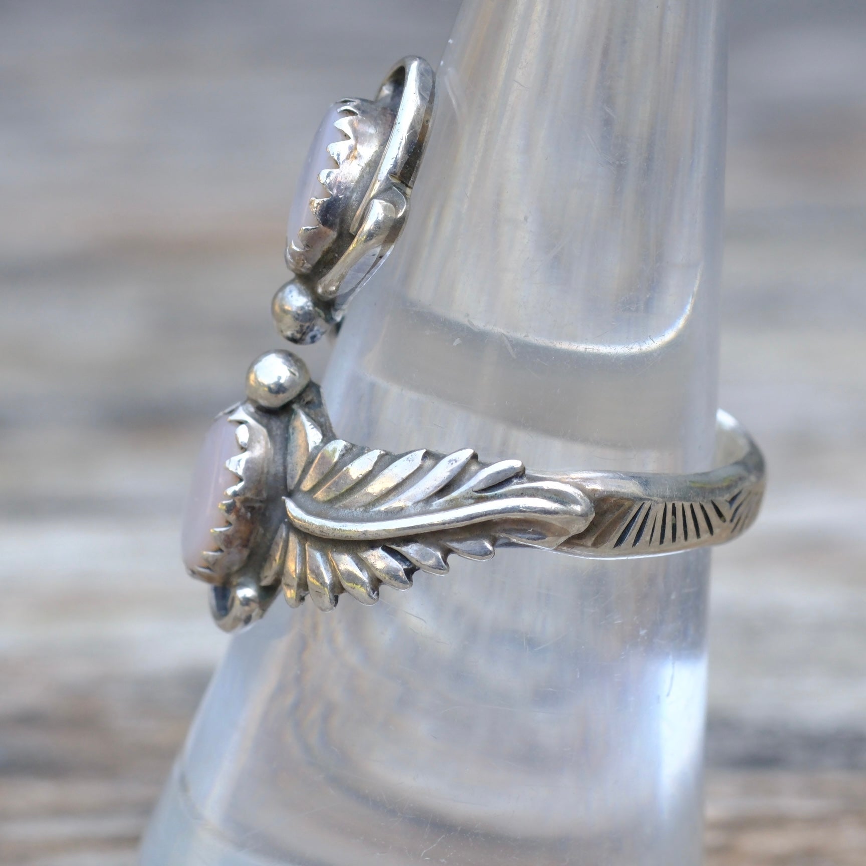 Vintage Sterling Mother Of Pearl Overpass Ring 7